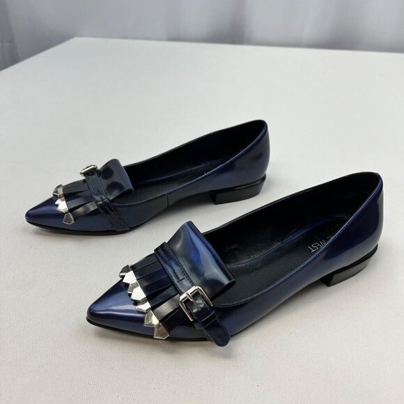 Nine West Women’s Low Heel Loafer Pointed Toe Tasseled Blue Size 7M - Picture 2 of 11